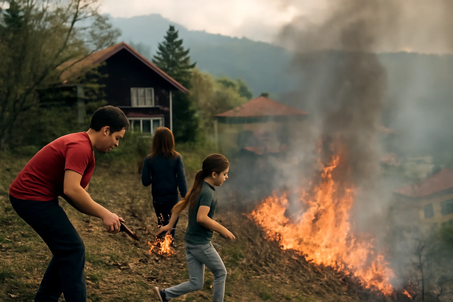 Incendiu la Azuga: copii aprind vegetația, pericol iminent