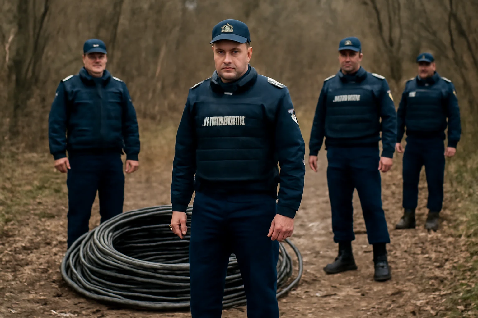 Role de cablu cu inserție metalică, recuperate de jandarmi lângă Ploiești, în zona Crângul lui Bot