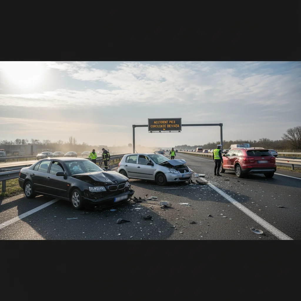 Accident cu trei mașini pe autostrada A3 în această dimineață