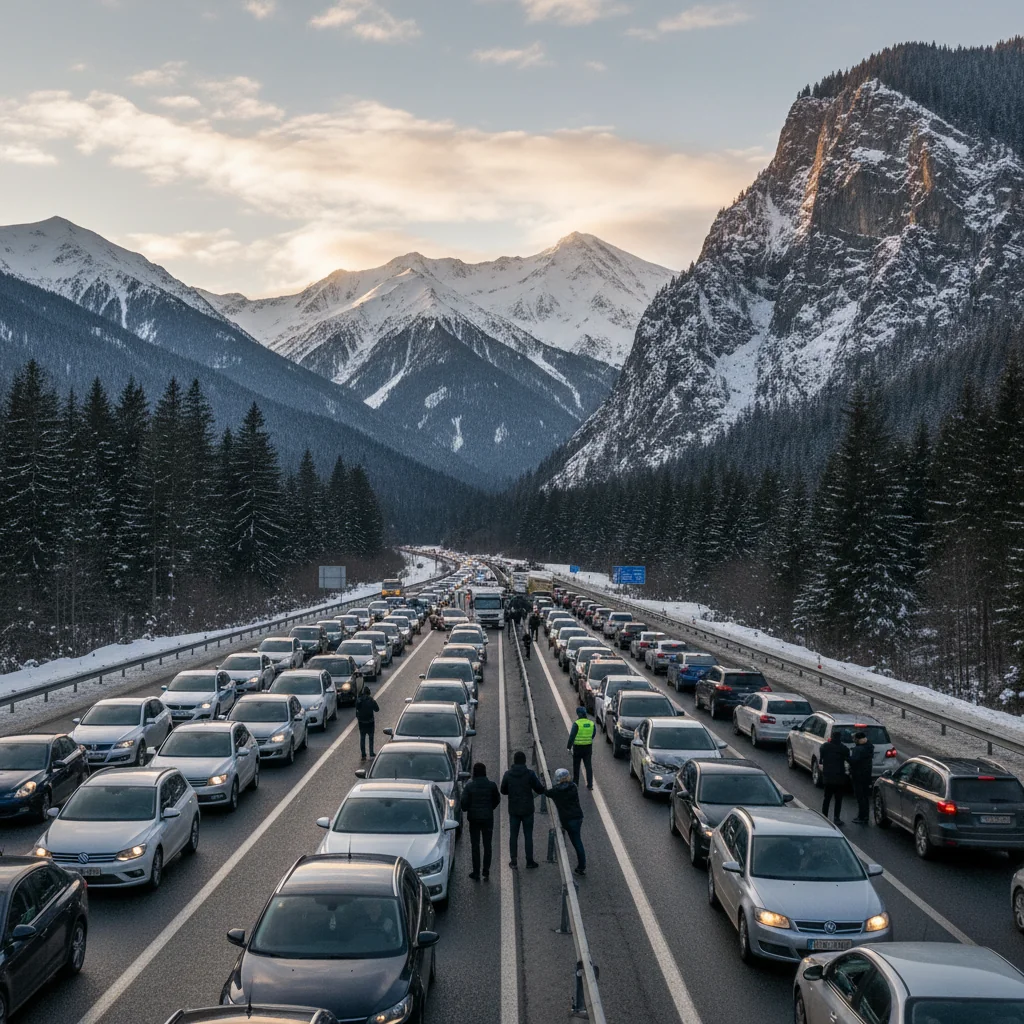 Accident fără victime pe DN1 spre Valea Prahovei: trafic blocat temporar în zona Azuga, anunță autoritățile din Ploiești
