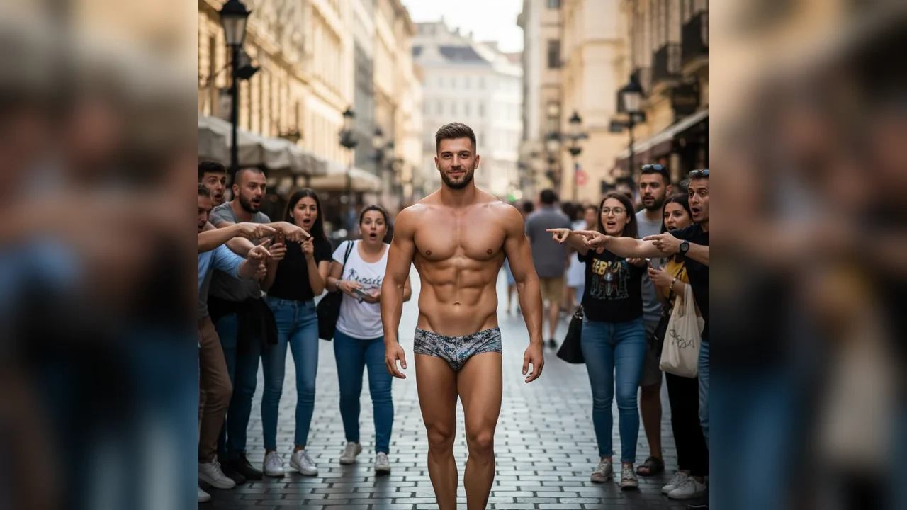 Alin Borcan a șocat strada îmbrăcat doar în bikini