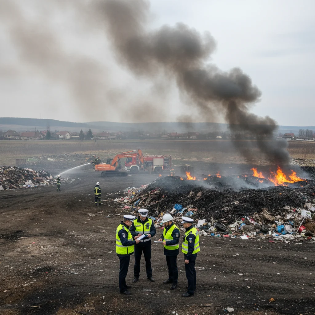 Amenzi aplicate după incendiul de la depozitul de deșeuri din Aricești