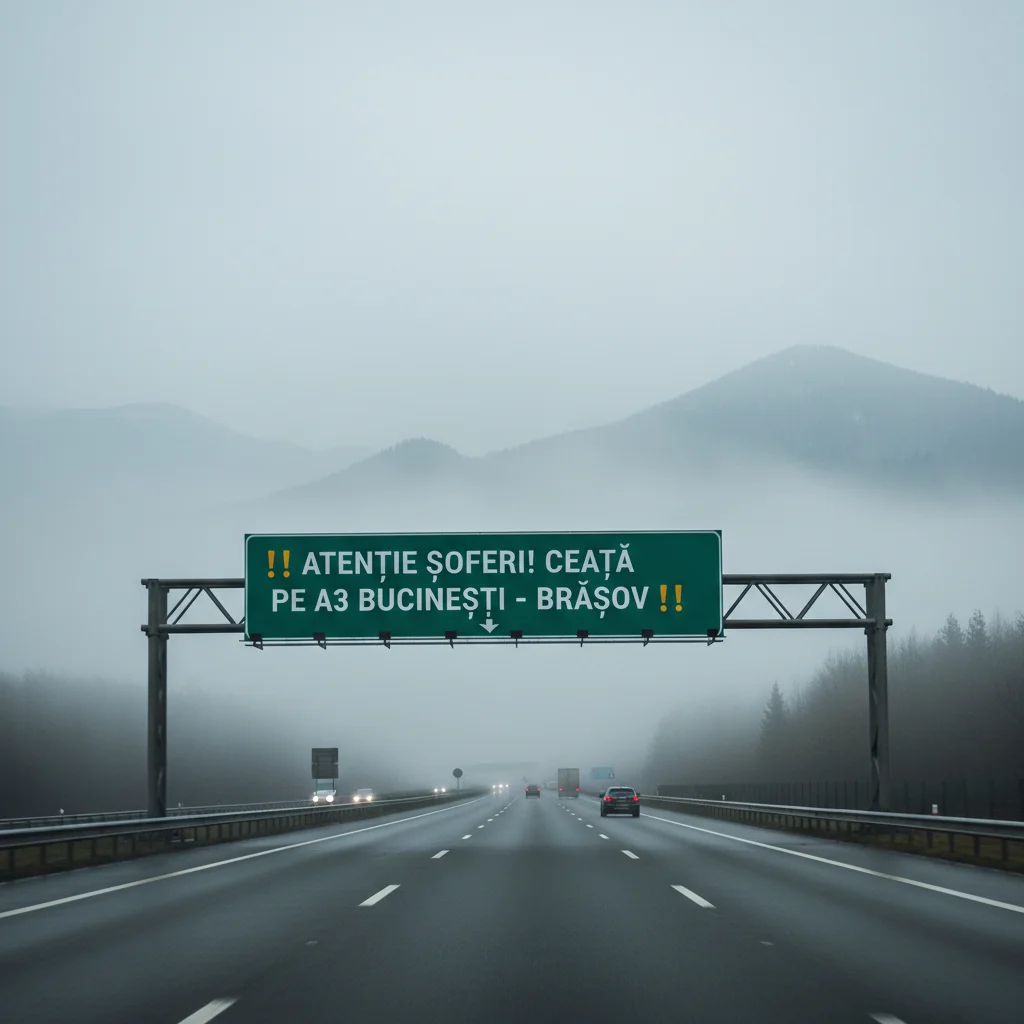 Atenție șoferi! Vizibilitate redusă din cauza ceaței pe A3 București – Brașov