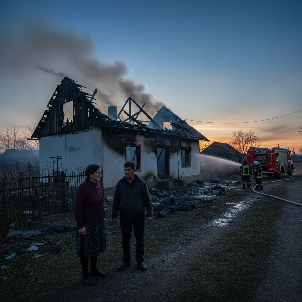 Casă mistuită de flăcări la Coslegi