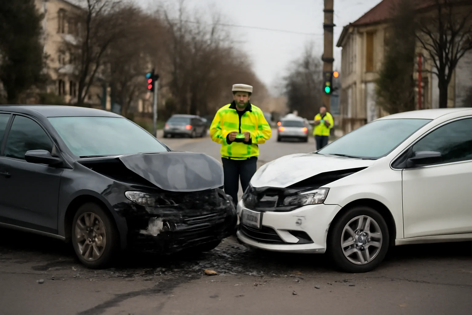 Coliziune rutieră în Ploiești, la intersecția dintre străzile Spitalului și Nucilor