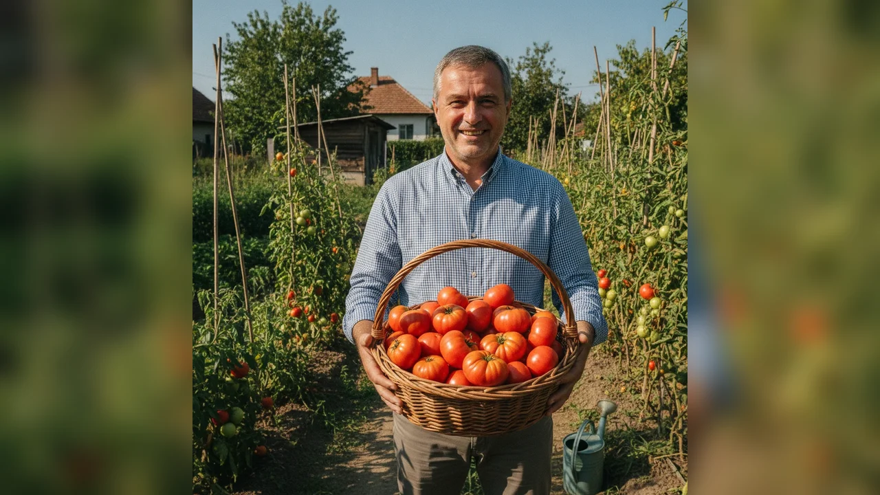 Emil Boc și-a prezentat recolta de roșii din grădină