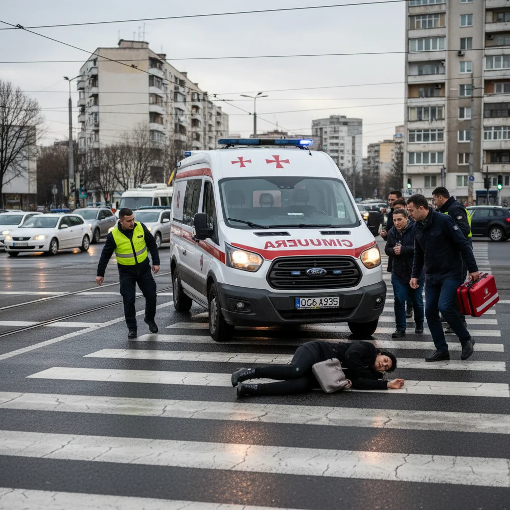 Femeie accidentată de ambulanță pe trecerea de pietoni din Ploiești