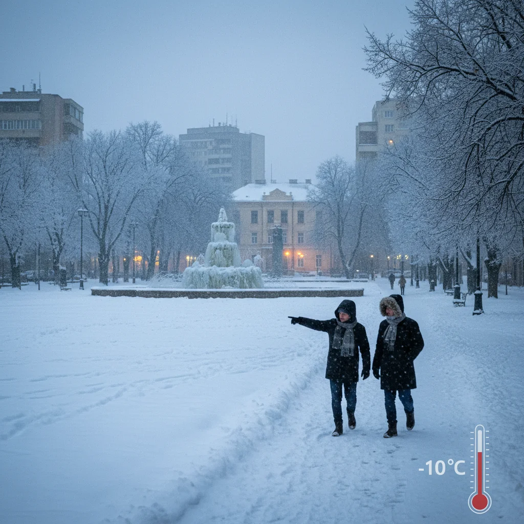Ger la Ploiești: temperaturi prognozate până la -10°C și trafic în condiții de iarnă