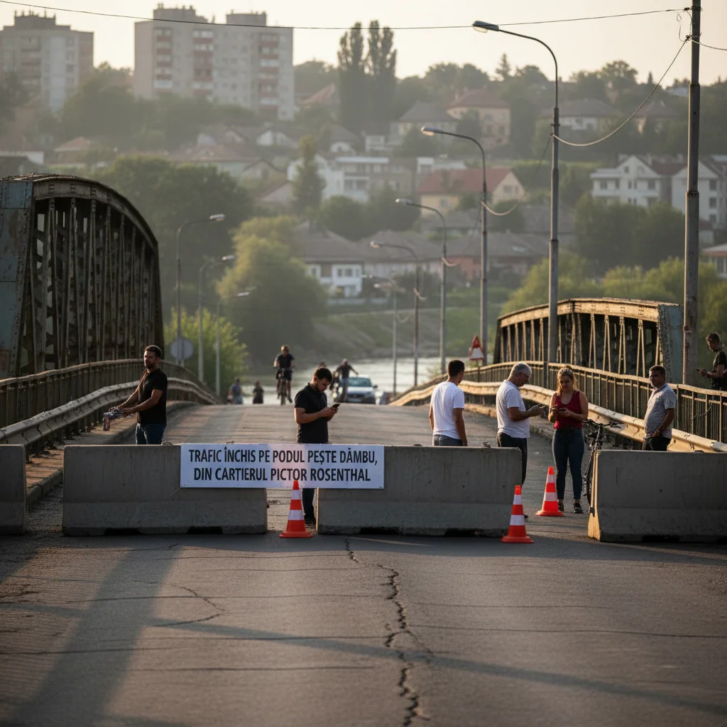 Podul peste Dâmbu din cartierul Pictor Rosenthal, trafic închis temporar