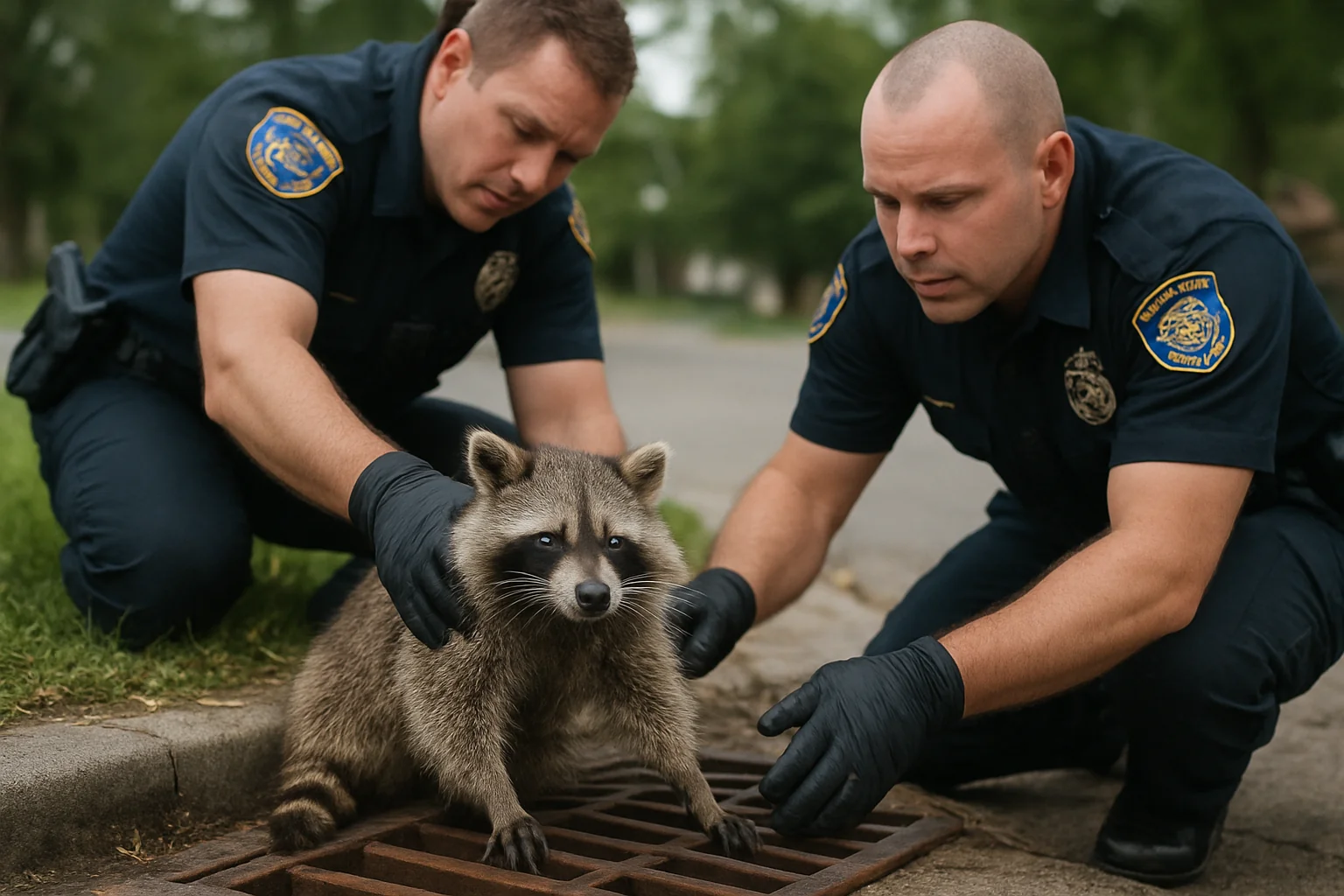 Ratonul Rocky, salvat de polițiști dintr-o gură de canalizare în Ontario