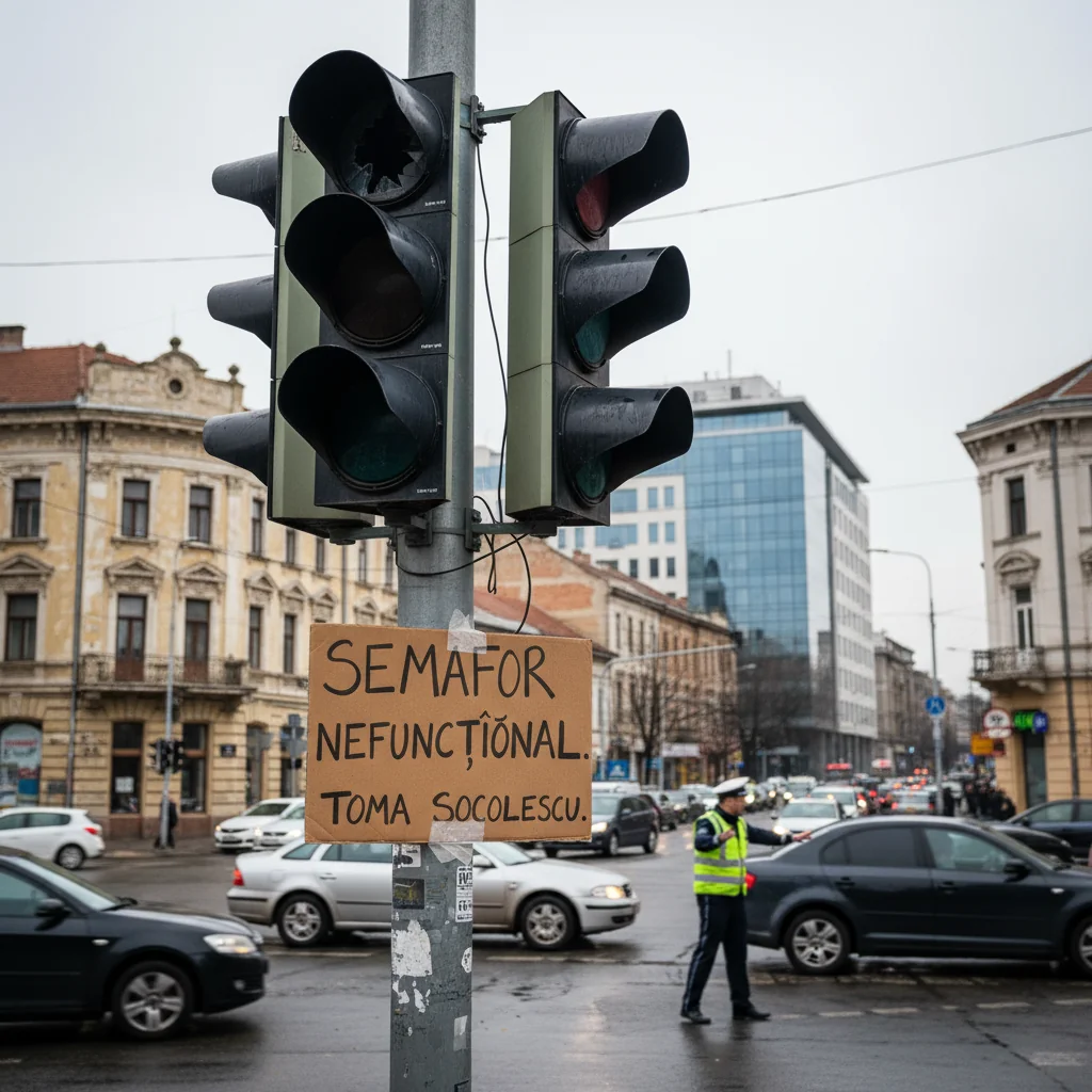 Semafor defect pe strada Toma Socolescu din centrul Ploieștiului
