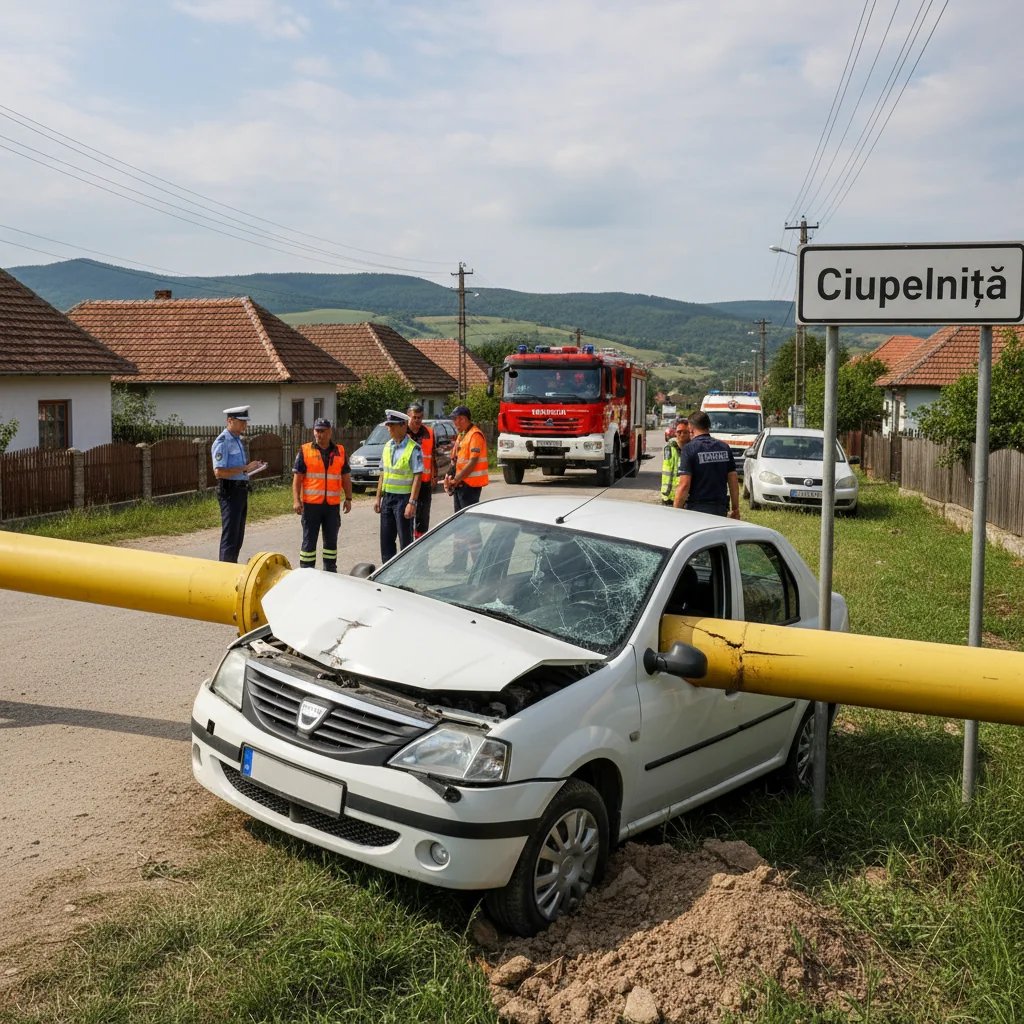 Șofer sancționat la Ploiești după un accident la Ciupelnița în care a fost avariată o conductă de gaze