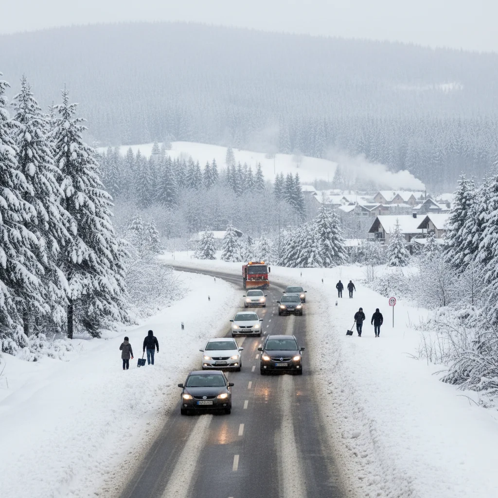 Trafic pe DN1 și pe drumurile importante din Prahova după ninsori: situația raportată la Ploiești